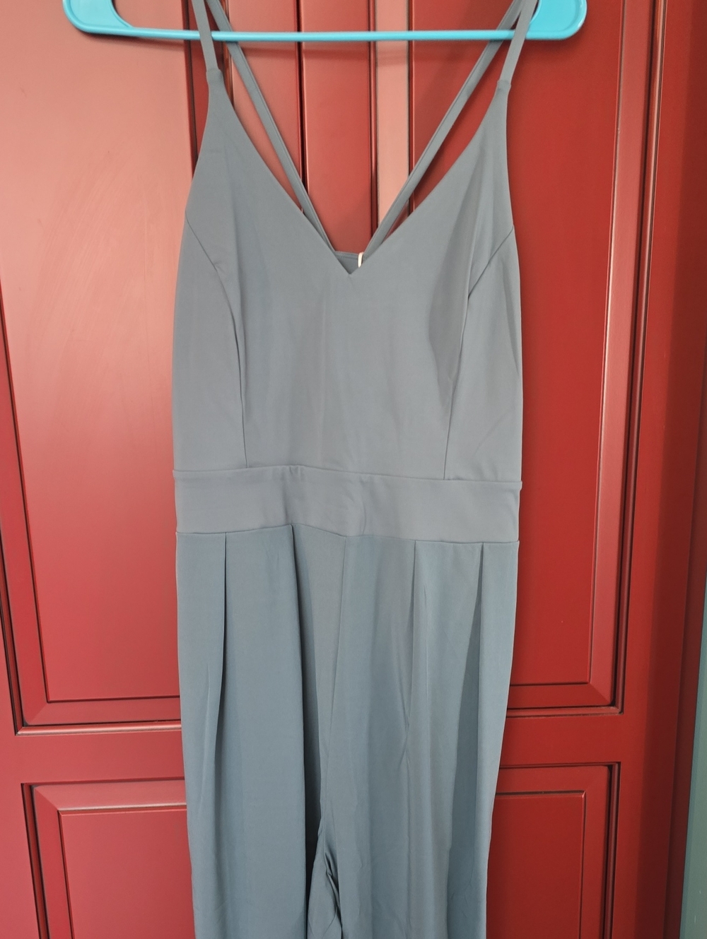 HALARA Strapless V-Neck Jumpsuit Dress in Slate Blue
